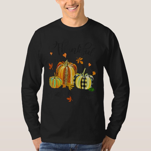 Thankful Greatful And Blessed Fall Vibes Pumpkins T-Shirt (Vorderseite)