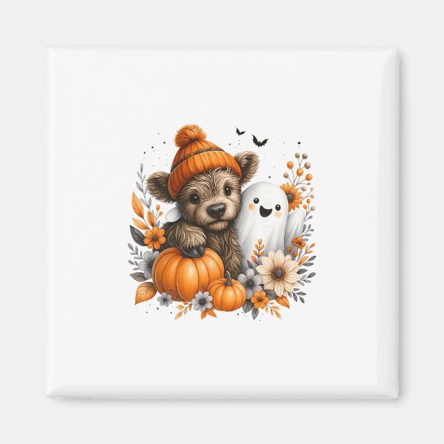 Thankful Heifer Cow Ghost Thanksgiving Halloween  Magnet (Vorne)