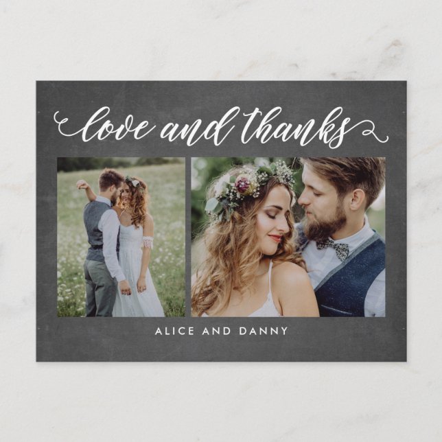 Thankful Love Merci carte postale Chalkboard (Devant)