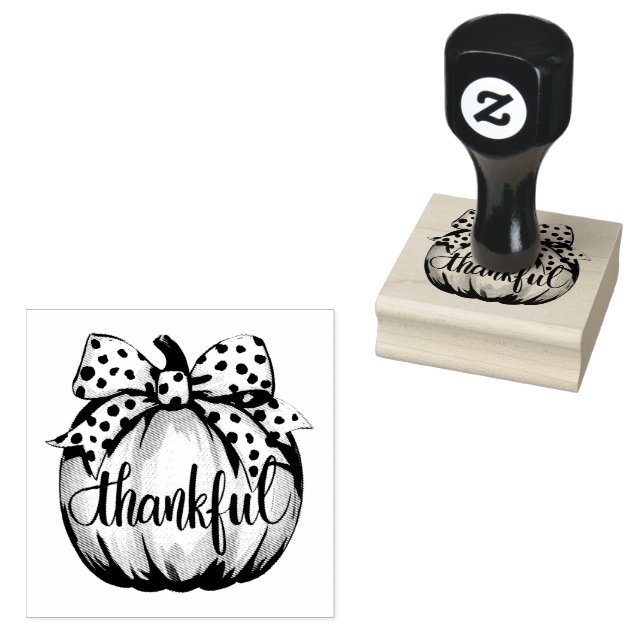 Thankful Pumpkin with Polka Dot Bow  Gummistempel (Stempel)