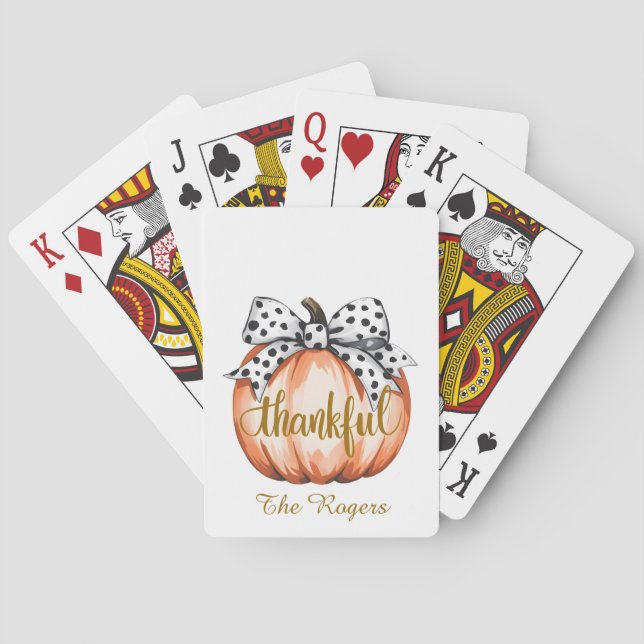 Thankful Pumpkin with Polka Dot Bow Spielkarten (Rückseite)