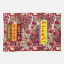 "Thankful & Twinkling: Personalized Holiday Cheer  Geschirrtuch
