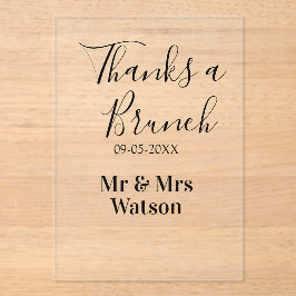 Thanks a brunch post wedding name date simple  acryleinladungen