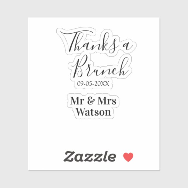 Thanks a brunch post wedding name date simple  aufkleber (Blatt)