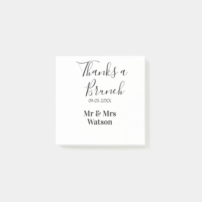 Thanks a brunch post wedding name date simple  post-it klebezettel (Vorderseite)