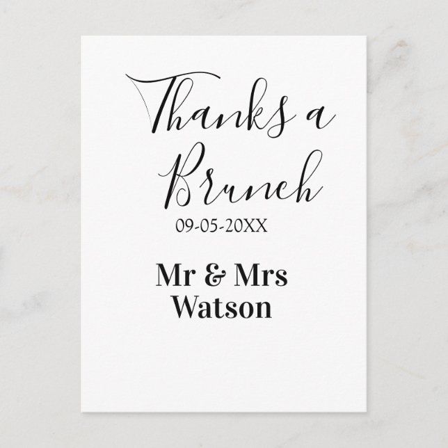 Thanks a brunch post wedding name date simple  postkarte (Vorderseite)