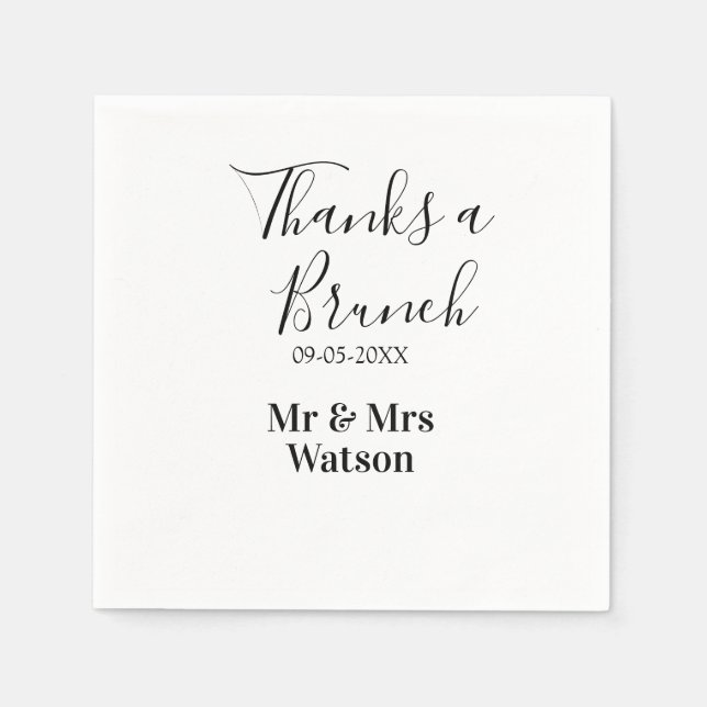 Thanks a brunch post wedding name date simple  serviette (Vorderseite)