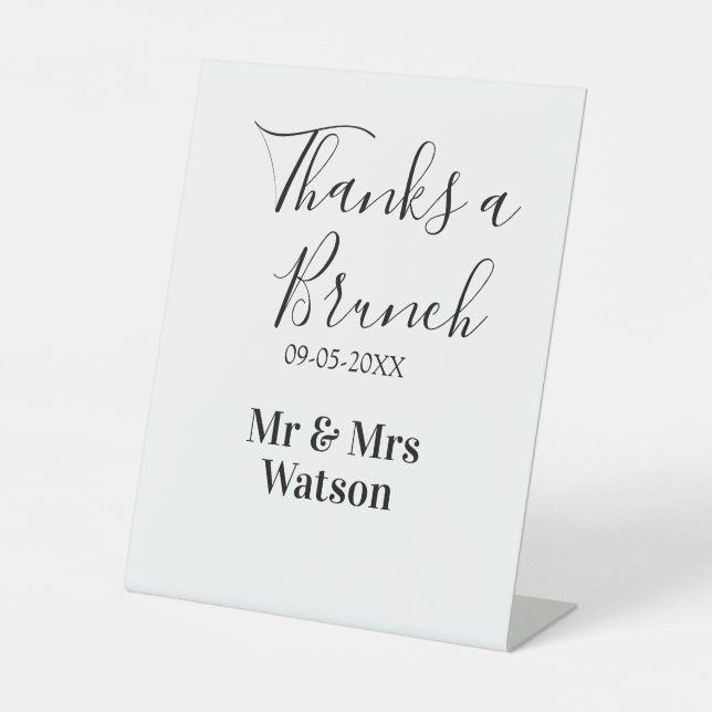 Thanks a brunch post wedding name date simple  sockelschild (Vorderseite)