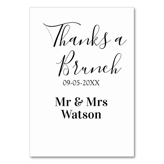 Thanks a brunch post wedding name date simple  tischnummer (Vorderseite)