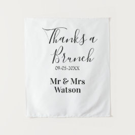 Thanks a brunch post wedding name date simple  wandteppich