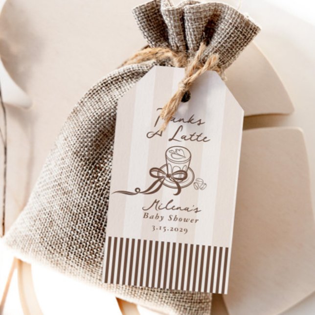 Thanks a Latte Bebe Cafe Brown Bow Baby Shower Geschenkanhänger (Von Creator hochgeladen)