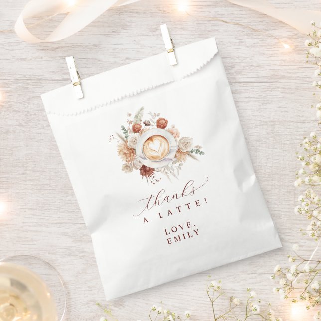 Thanks a Latte Coffee Themed Bridal Shower Favor Geschenktütchen (Ausgeschnitten)