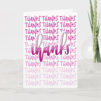 Thanks A Lot! - Thank You Card - Pink Calligraphy Dankeskarte