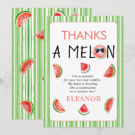 Thanks a Melon watercolor watermelon 1st birthday Dankeskarte
