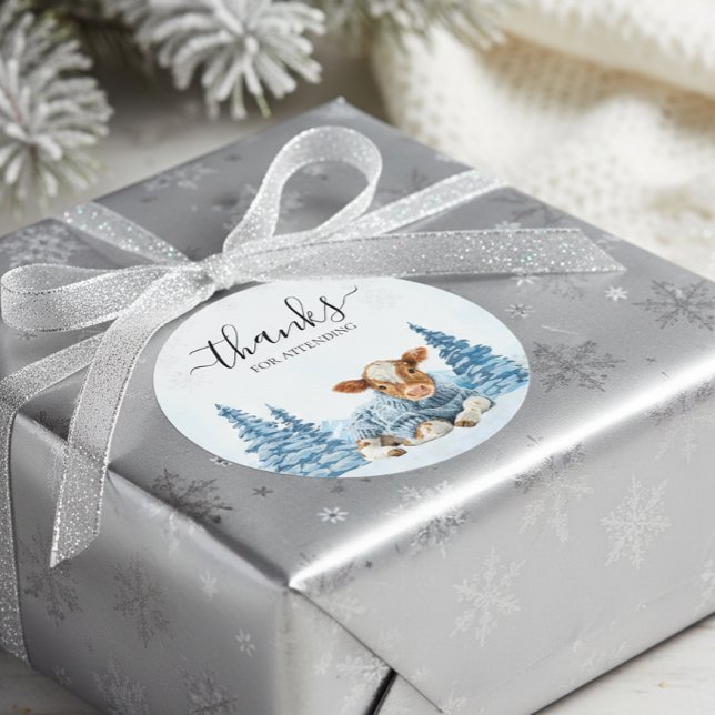 Thanks Baby Cow Christmas Winter  Runder Aufkleber (Von Creator hochgeladen)
