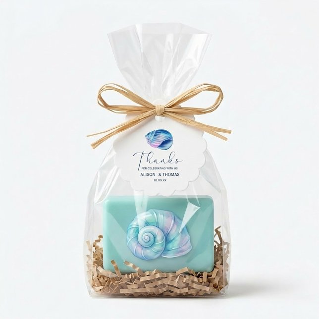 Thanks For Celebrating With Us! Summer Wedding Geschenkanhänger (#BeachWedding
#BeachWeddingFavor
#SeashellTheme
#CoastalWedding
#NauticalWedding
#OceanThemeParty
)