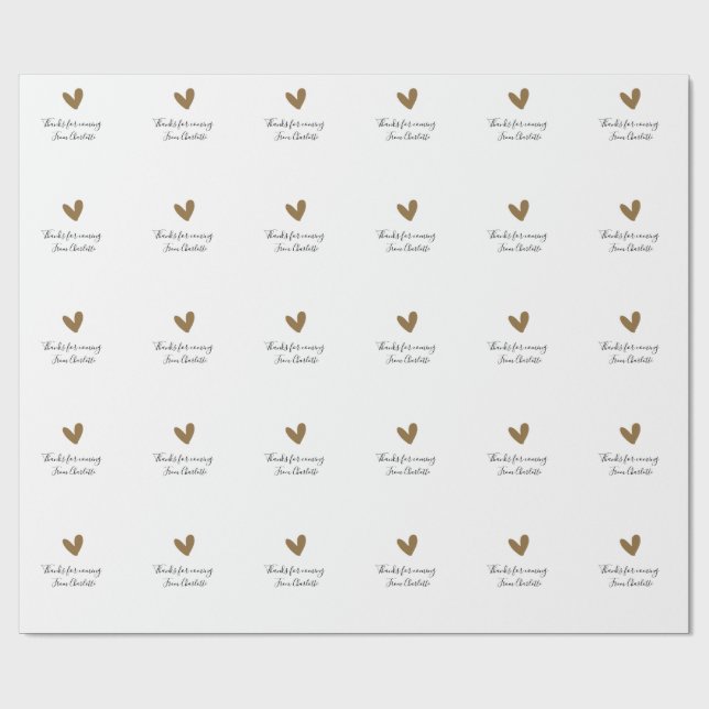 thanks for coming add name text message gold heart geschenkpapier (Flach)