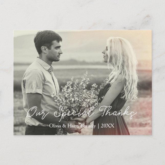 Thanks Wedding Thank You Postcard Postkarte (Vorderseite)