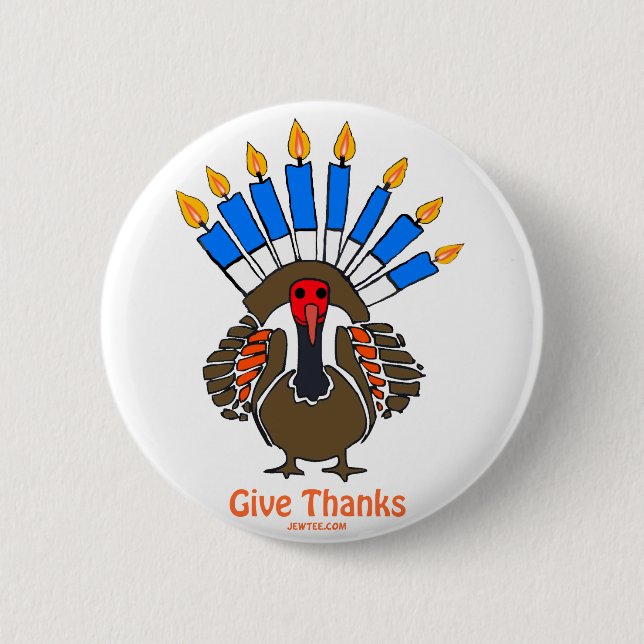 Thanksanukkah Thanksgivukkah Truthahn menorah Button (Vorderseite)