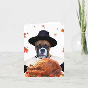 Thanksgiving boxer dog notecard feiertagskarte