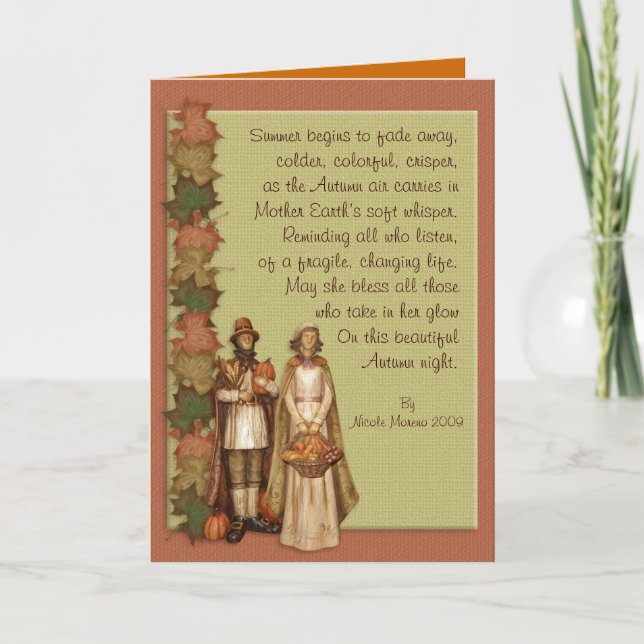 Thanksgiving Card with Poem Feiertagskarte (Vorderseite)
