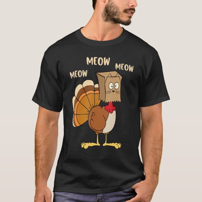 Thanksgiving Cat  Fake Cat Meow Thanksgiving Turke T-Shirt (Vorderseite)