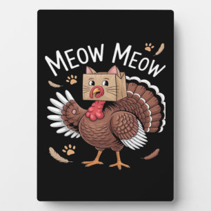Thanksgiving Cat Funny Fake Cat Meow Thanksgiving Fotoplatte