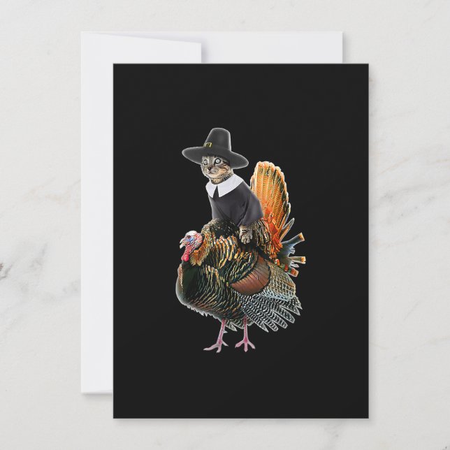 Thanksgiving Cat Pilgrim Costume Thanksgiving Turk Einladung (Vorderseite)