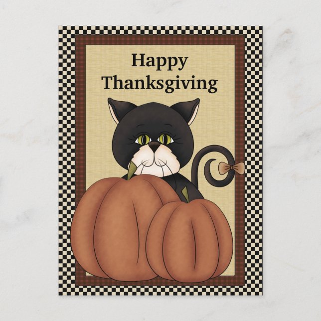 Thanksgiving Cats saluant carte postale (Devant)