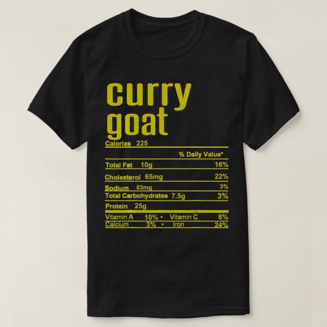 Thanksgiving Christmas Curry Goat Nutrition Fact  T-Shirt (Design vorne)