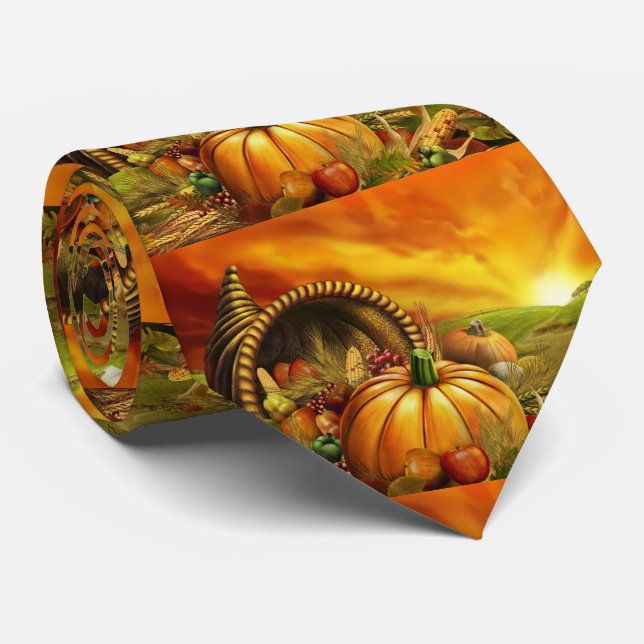 Thanksgiving cornucopia pumpkin field krawatte (Gerollt)