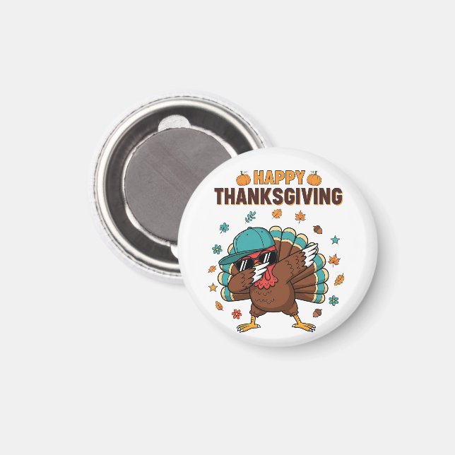 Thanksgiving Dabbing Turkey Magnet (Vorderseite/Rückseite)