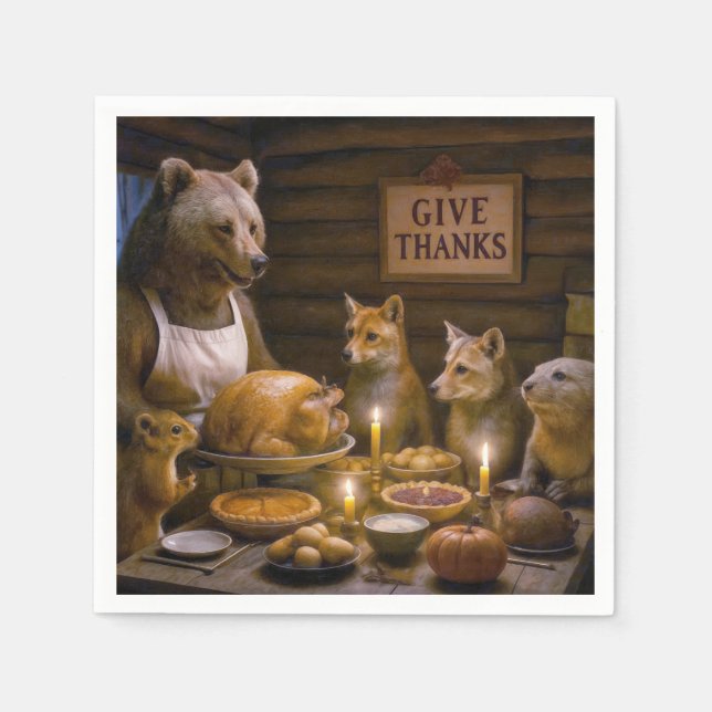 Thanksgiving Day Wildlife Turkey Dinner Serviette (Vorderseite)