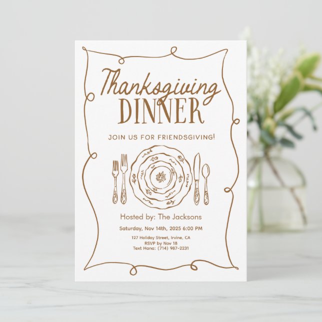 Thanksgiving Dinner Invitation Vintage (Debout devant)