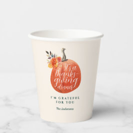 Thanksgiving Dinner Orange Autumn Pumpkin Floral Pappbecher