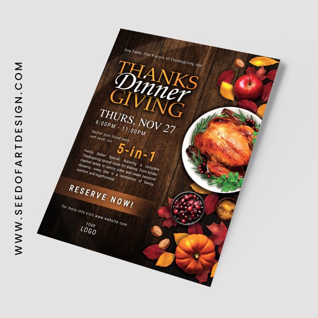 Thanksgiving Dinner Restaurant Special Event Flyer (Von Creator hochgeladen)