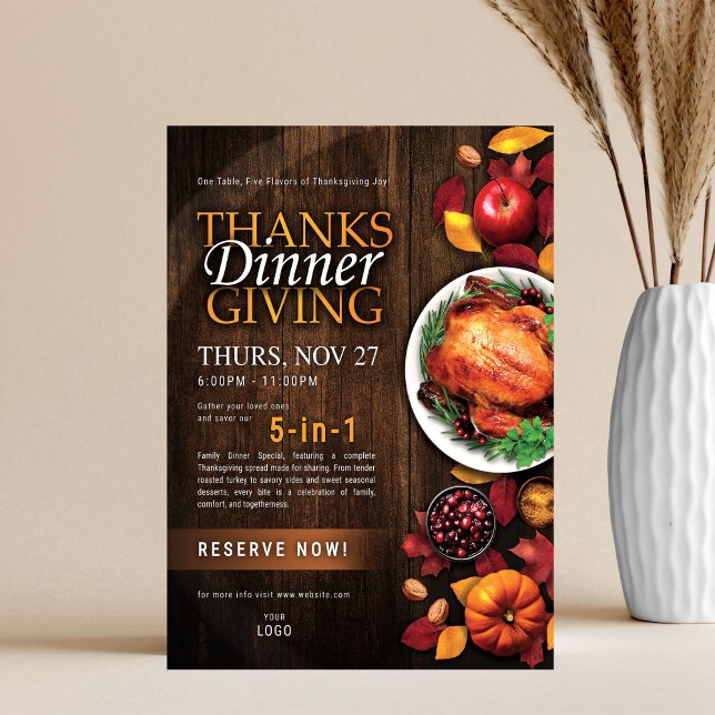 Thanksgiving Dinner Restaurant Special Event Flyer (Von Creator hochgeladen)