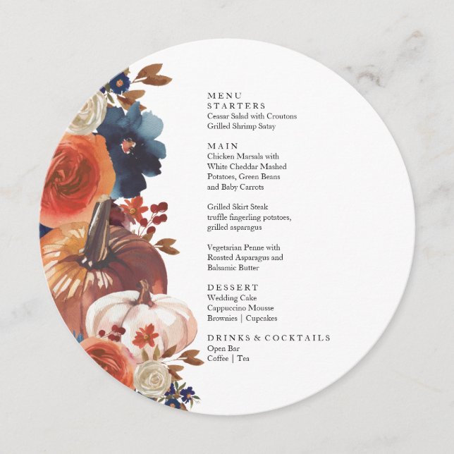 Thanksgiving Fall autumn Pumpkins Menu  (Devant)