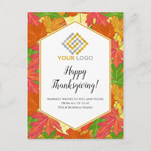 Thanksgiving Fall Leaves Logo Carte postale Affair