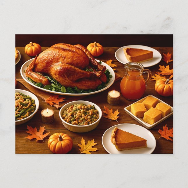 Thanksgiving Feast Table Postcard Feiertagspostkarte (Vorderseite)