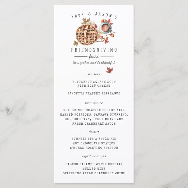 Thanksgiving Feed Watercolor Dinner Menu (Devant)