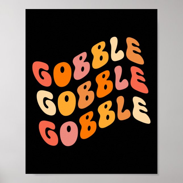 Thanksgiving-Gackern-Script Groovy-Stil Dankbar F Poster (Vorne)