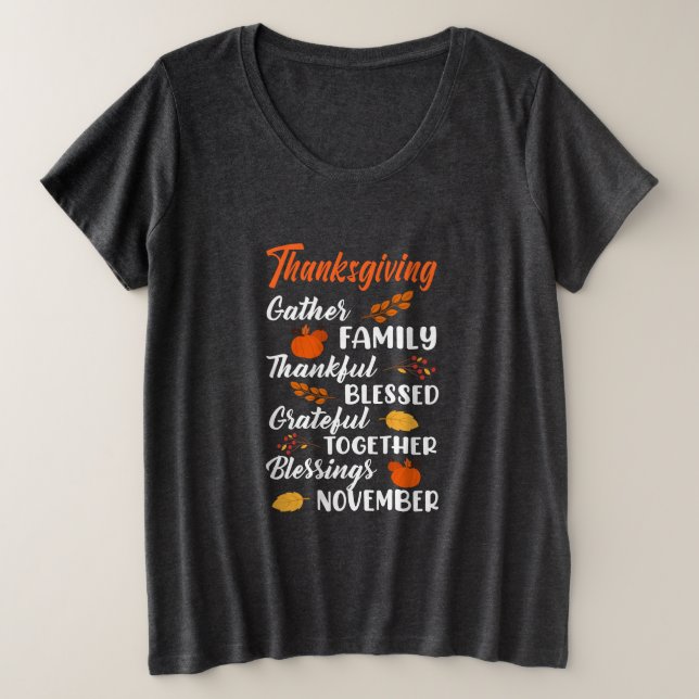 Thanksgiving Gather Family Große Größe T-Shirt (Design vorne)