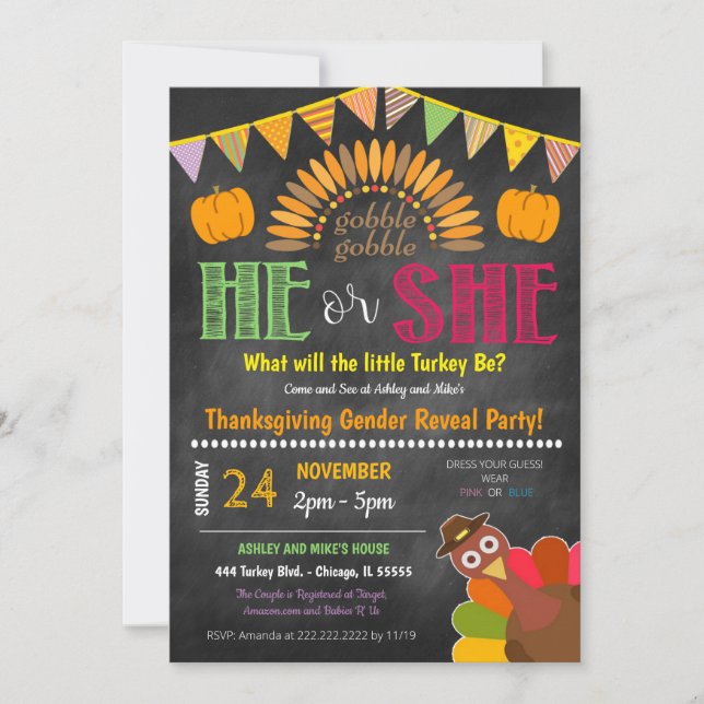 Thanksgiving Genre Reveal Party Invitation (Devant)