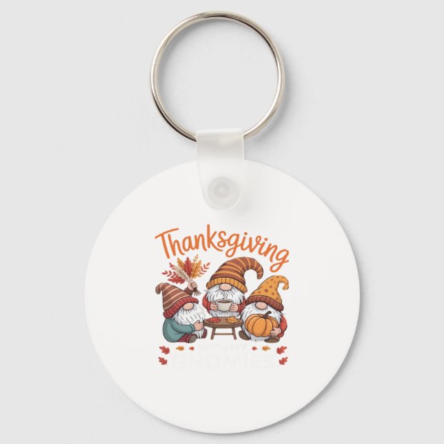 Thanksgiving Gnome Fall Leopard Turkey Essential T Schlüsselanhänger (Vorderseite)