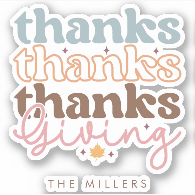 Thanksgiving groovy typography design aufkleber (Vorderseite)