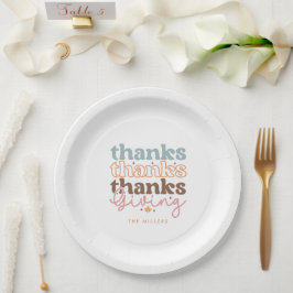 Thanksgiving groovy typography design pappteller