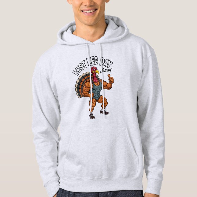 Thanksgiving Leg Day Adult Pullover Hoodie (Vorderseite)