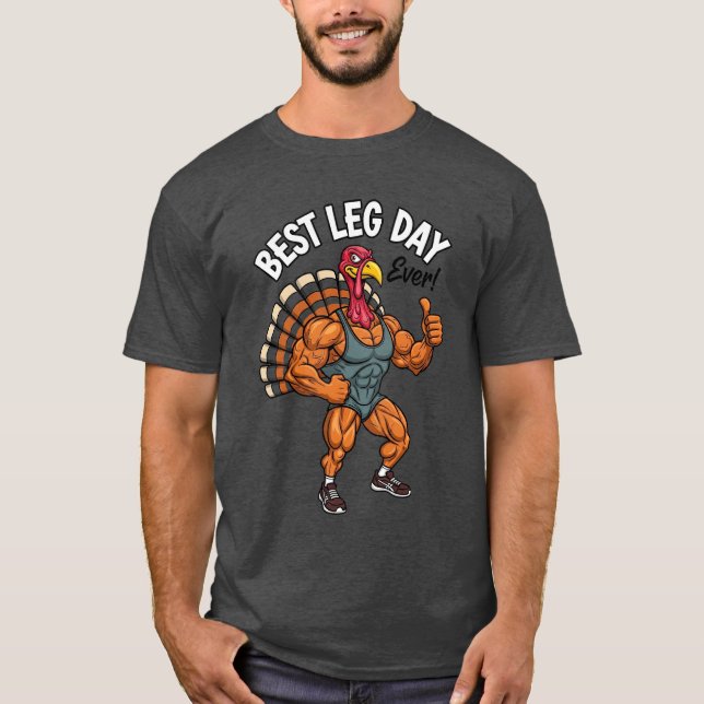 Thanksgiving Leg Day Basic Dark T-Shirt (Vorderseite)