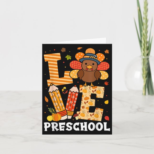 Thanksgiving Love Preschool Teacher Turkey Autumn  Karte (Vorderseite)